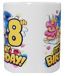 Sonic Geburtstags-Keramik-Tasse – 8. Geburtstag (330 ml)