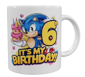 Sonic Geburtstags-Keramik-Tasse – 6. Geburtstag (330 ml)