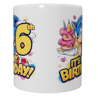 Sonic Geburtstags-Keramik-Tasse – 6. Geburtstag (330 ml)