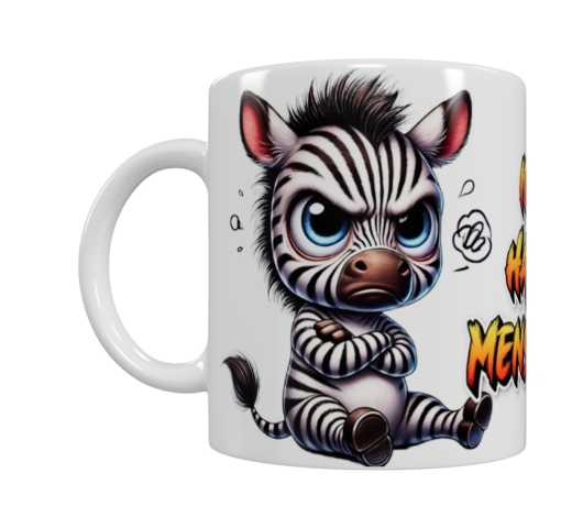 Wütendes Zebra Keramik-Tasse – „Ich hasse Menschen“ (330 ml)
