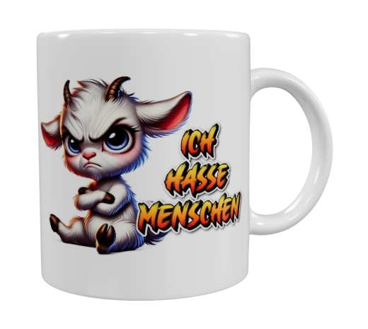 Freche Ziegen-Tasse – „Ich hasse Menschen“ (330 ml)