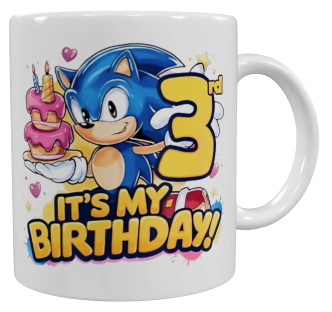 Sonic Geburtstags-Keramik-Tasse – 3. Geburtstag (330 ml)