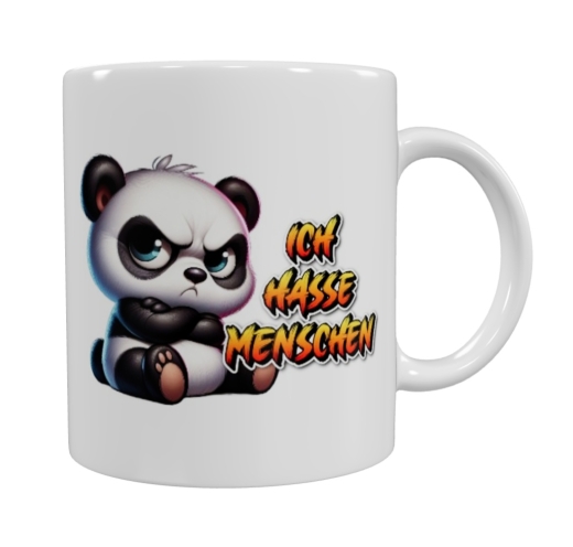 Wütender Panda „Ich hasse Menschen“ – Keramik-Tasse (330 ml)