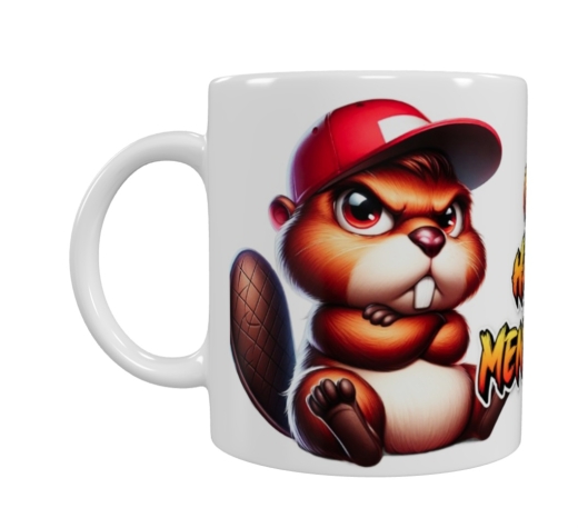 Frecher Biber mit Cap – „Ich hasse Menschen“ Keramik-Tasse (330 ml)