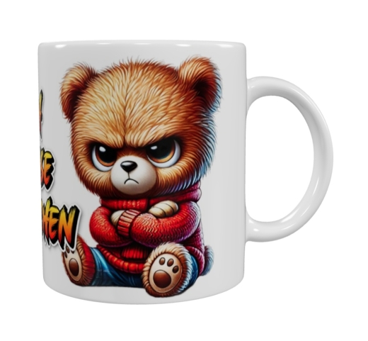 Grimmiger Teddy Keramik-Tasse – „Ich hasse Menschen“ (330 ml)