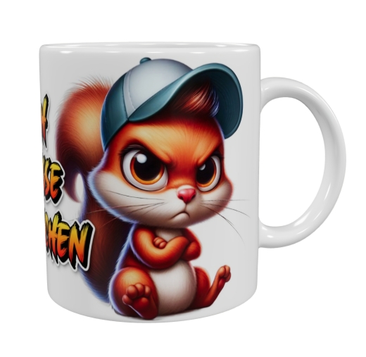 Freche Eichhörnchen Keramik-Tasse – „Ich hasse Menschen“ (330 ml)