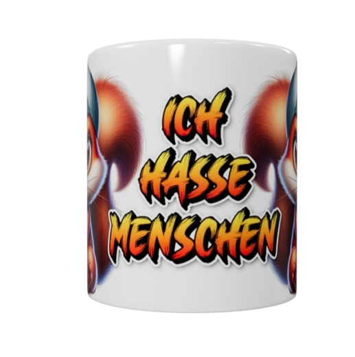 Freche Eichhörnchen Keramik-Tasse – „Ich hasse Menschen“ (330 ml)