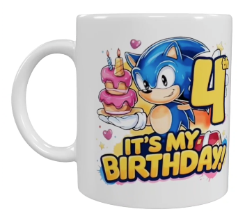 Sonic Geburtstags-Keramik-Tasse – 4. Geburtstag (330 ml)