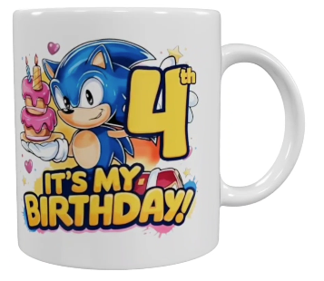 Sonic Geburtstags-Keramik-Tasse – 4. Geburtstag (330 ml)