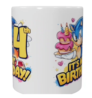 Sonic Geburtstags-Keramik-Tasse – 4. Geburtstag (330 ml)