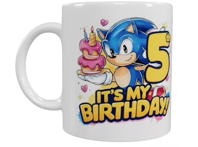 Sonic Geburtstags-Keramik-Tasse – 5. Geburtstag (330 ml)
