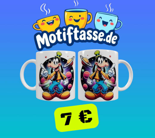 Weltraum-Goofy Keramik-Tasse – Buntes Planetenmotiv (330 ml)