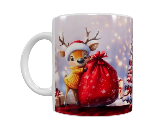 Weihnachts-Keramiktasse – Rentier & Weihnachtsmann (330 ml)