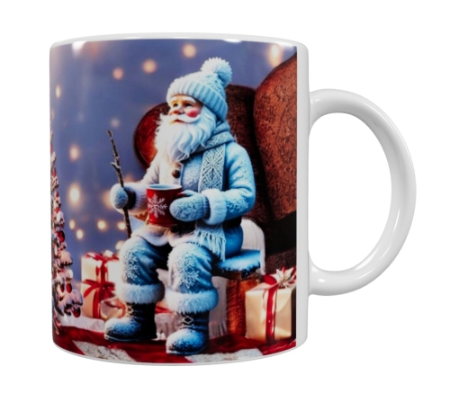 Weihnachts-Keramiktasse – Rentier & Weihnachtsmann (330 ml)