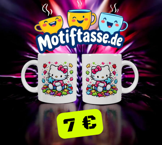 Hello Kitty Puzzle Keramik-Tasse – Buntes Motiv (330 ml)