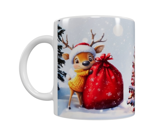 Weihnachts-Keramiktasse – Rentier & Weihnachtsmann (330 ml)
