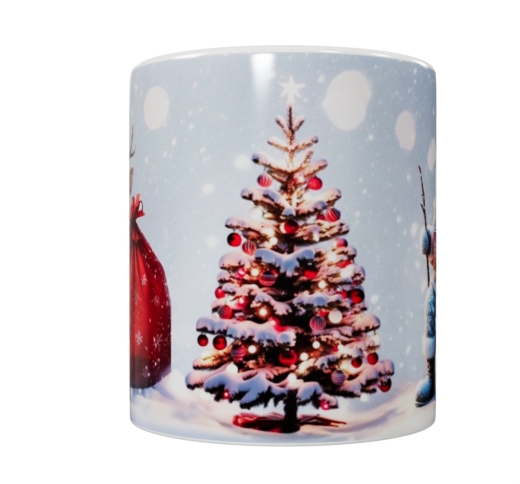 Weihnachts-Keramiktasse – Rentier & Weihnachtsmann (330 ml)