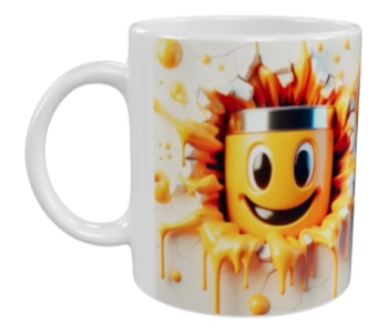 3D Cartoon Keramik-Tasse – Smiley Splash (330 ml)