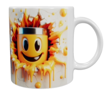 3D Cartoon Keramik-Tasse – Smiley Splash (330 ml)