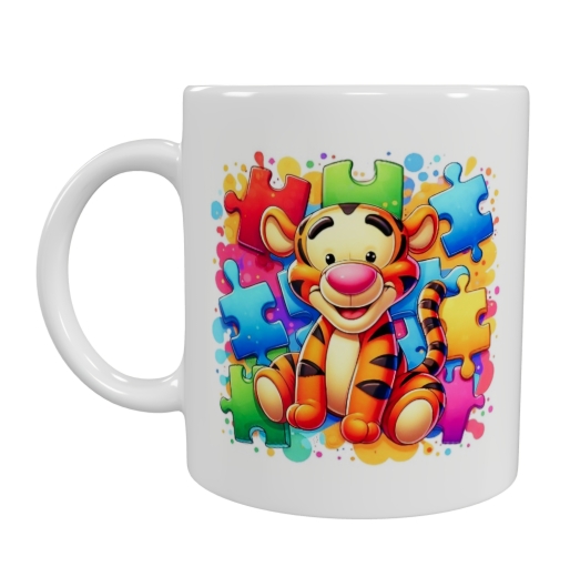 Fröhliche Tiger Puzzle Keramik-Tasse – Bunt (330 ml)