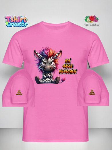 Freches Zebra T-Shirt – „Ich hasse Menschen“ Motiv