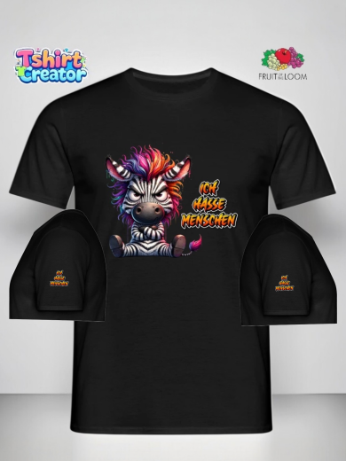 Freches Zebra T-Shirt – „Ich hasse Menschen“ Motiv