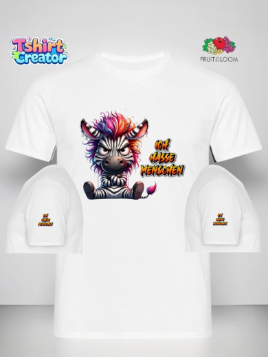 Freches Zebra T-Shirt – „Ich hasse Menschen“ Motiv