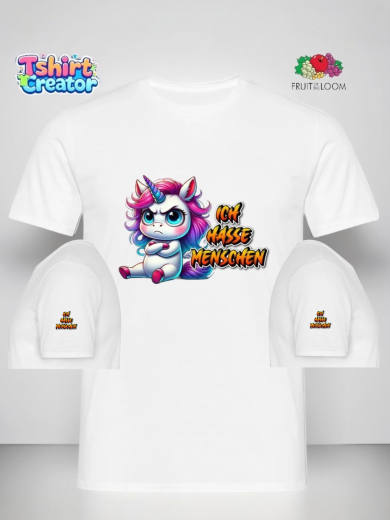 Ich hasse Menschen – Einhorn Tasse Motiv (25 cm Druck)