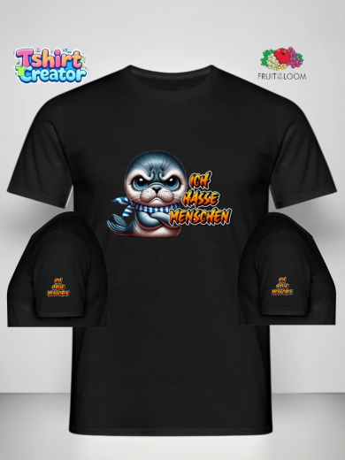 Ich hasse Menschen – Süßer Robben-Print T-Shirt