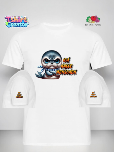 Ich hasse Menschen – Süßer Robben-Print T-Shirt