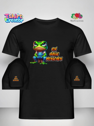 Frosch „Ich hasse Menschen“ – Statement Tasse Look T-Shirt