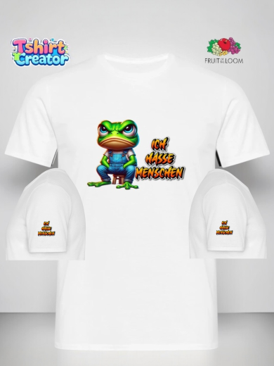 Frosch „Ich hasse Menschen“ – Statement Tasse Look T-Shirt