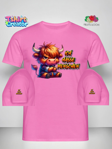 Highland-Kuh Statement-Shirt – „Ich hasse Menschen“
