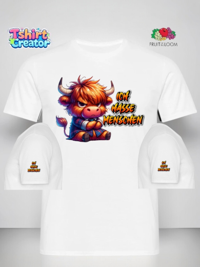 Highland-Kuh Statement-Shirt – „Ich hasse Menschen“