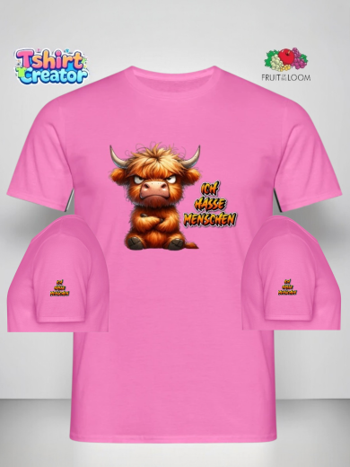 Grummeliges Highland-Kalb T-Shirt – „Ich hasse Menschen“