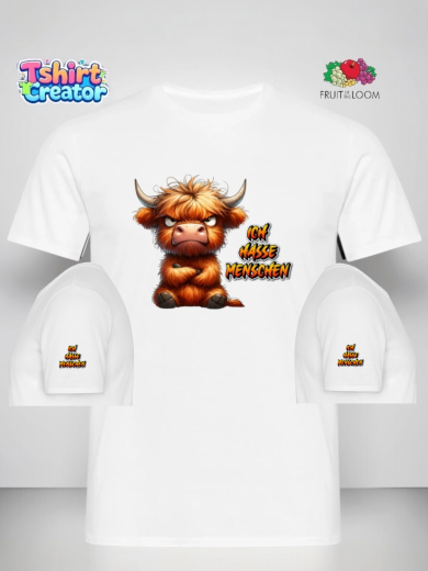 Grummeliges Highland-Kalb T-Shirt – „Ich hasse Menschen“