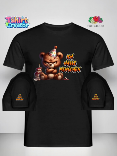 Grimmiger Party-Bär T-Shirt – „Ich hasse Menschen“