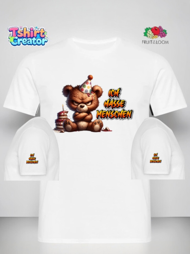 Grimmiger Party-Bär T-Shirt – „Ich hasse Menschen“