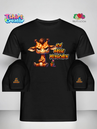 Grimmige Giraffe T-Shirt – „Ich hasse Menschen“