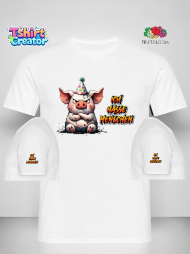 Grimmiges Party-Schwein T-Shirt – „Ich hasse Menschen“