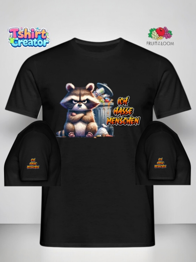 „Ich hasse Menschen“ Waschbär T-Shirt – Frech & Lustig