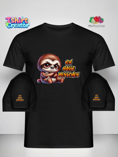 Grumpy Sloth T-Shirt – „Ich hasse Menschen“ Design