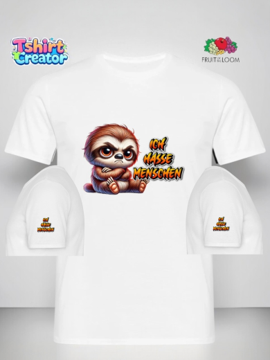 Grumpy Sloth T-Shirt – „Ich hasse Menschen“ Design