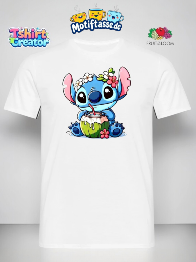 Stitch mit Kokosnuss & Blumenkranz – Süßes Sommer T-Shirt