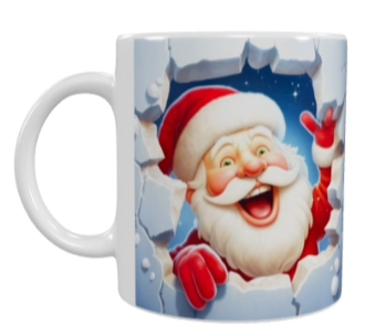 Weihnachts-Keramik-Tasse – Fröhlicher Santa (330 ml)