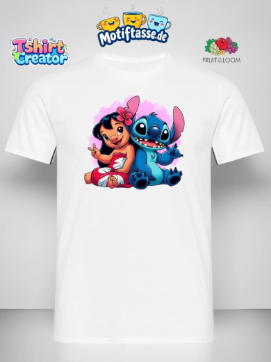 Lilo & Stitch T-Shirt – Süßes Duo mit Blumenmotiv