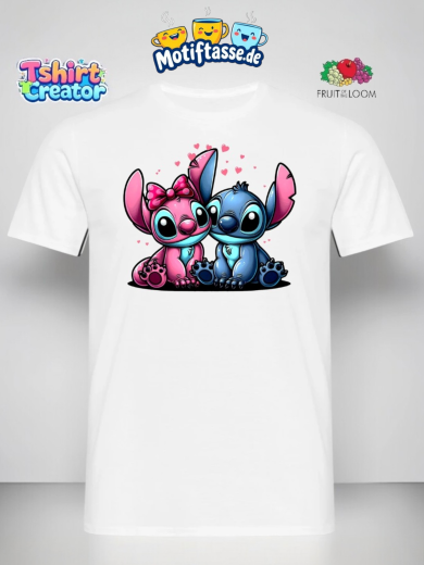 Verliebtes Stitch Pärchen T-Shirt – Süßes Disney Motiv