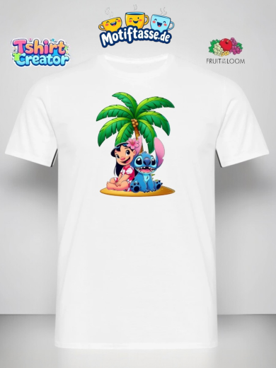 Lilo & Stitch unter der Palme – Sommerliches T-Shirt mit Inselmotiv