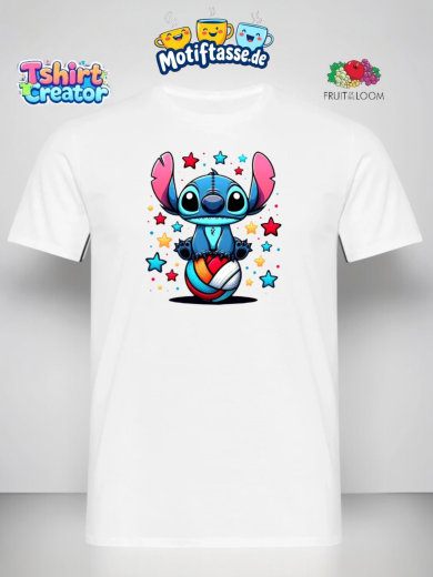 Stitch T-Shirt – Süßer Alien mit Herz & bunten Sternen