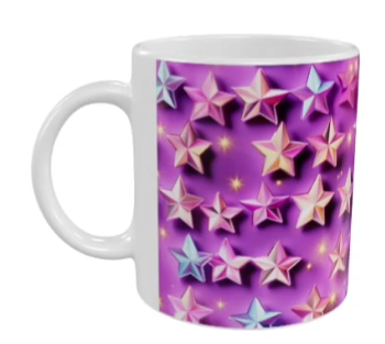 Weihnachts-Keramik-Tasse – Bunte Sternenoptik (330 ml)